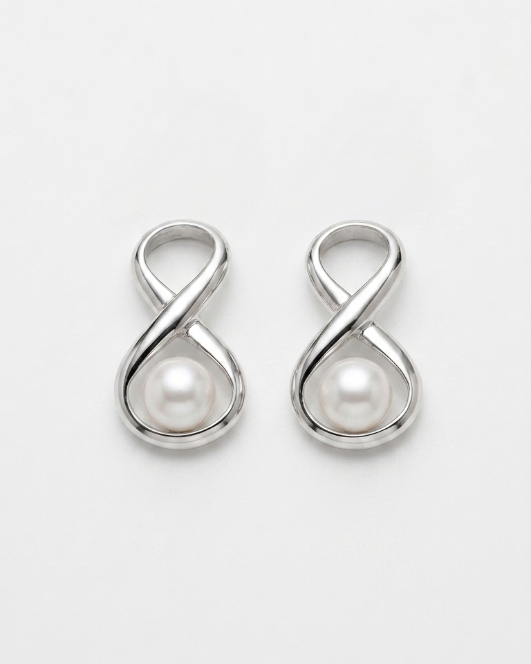 Orecchini sposa in argento e perla – Infinito